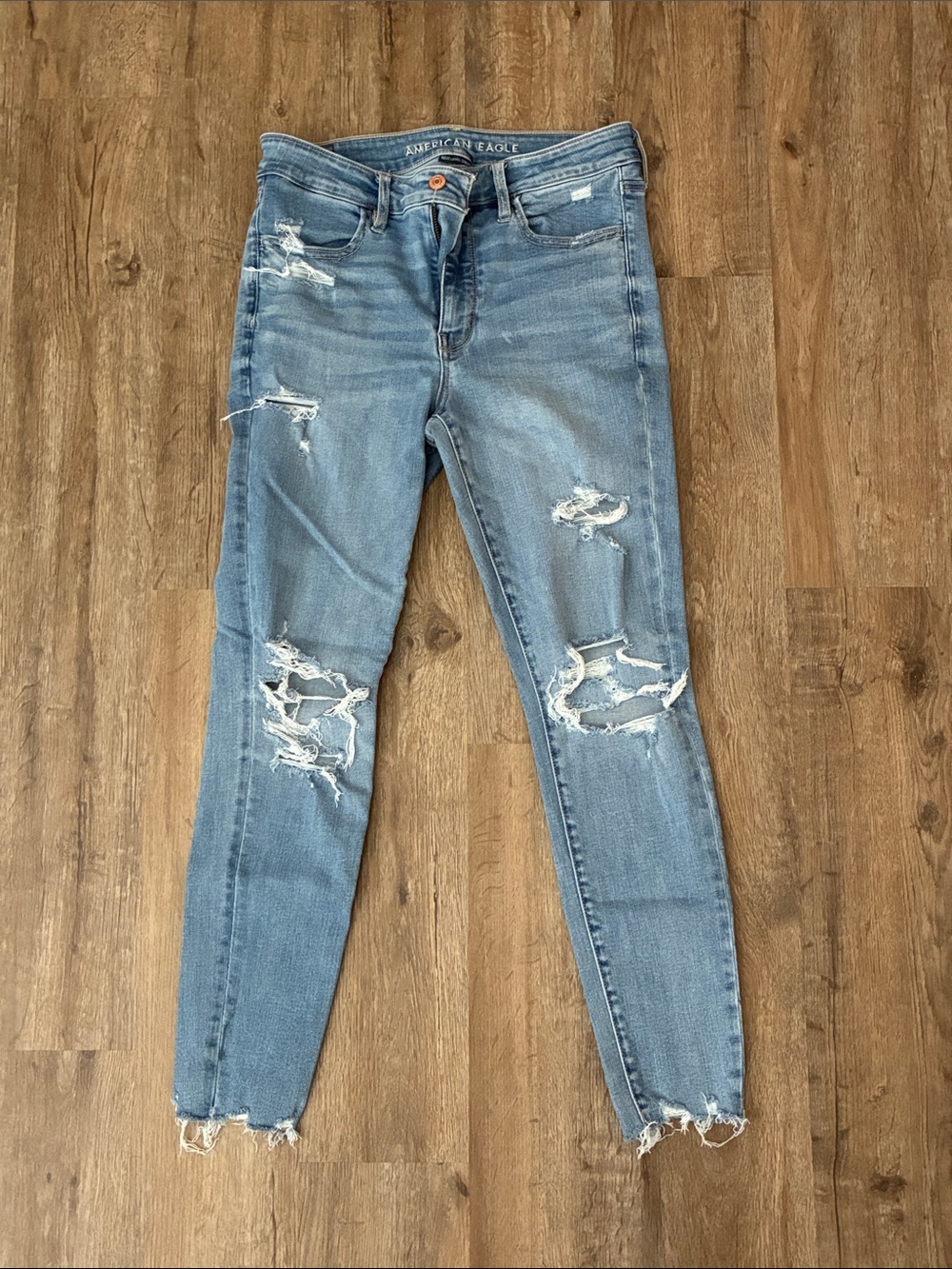 American Eagle Outfitters Distressed Skinny Jeans - Medium Blue